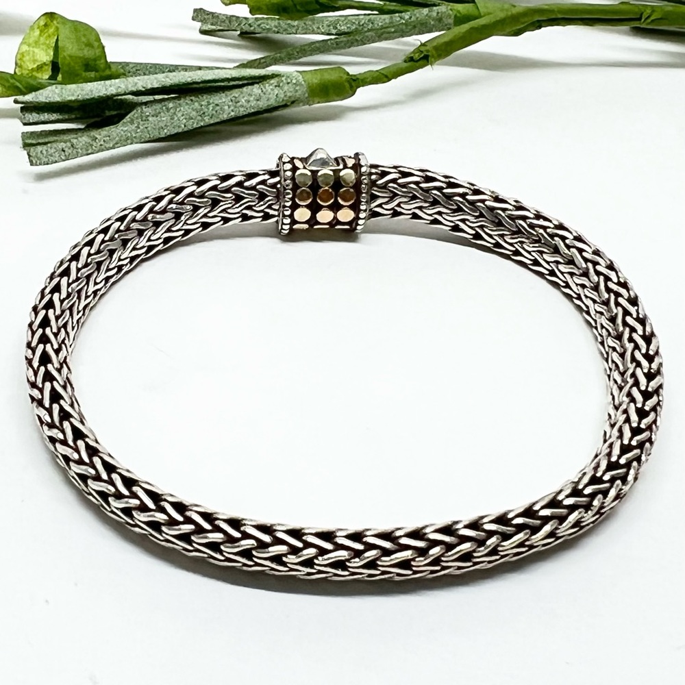 John Hardy Classic Chain 6.25mm Bracelet w/18K Gold Dot Clasp - Picture 4 of 7